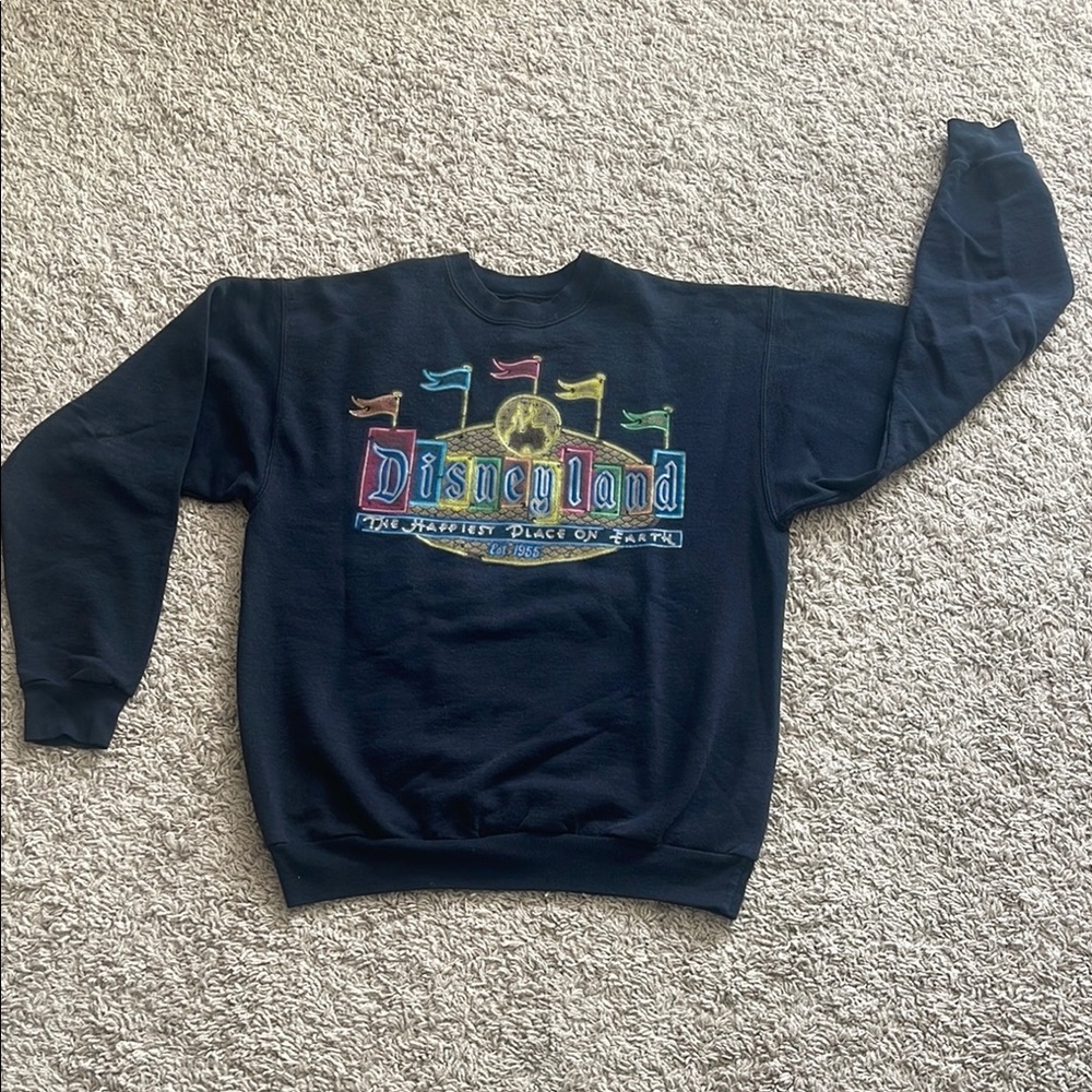 Disney Black Crewneck Sweatshirt Retro Style